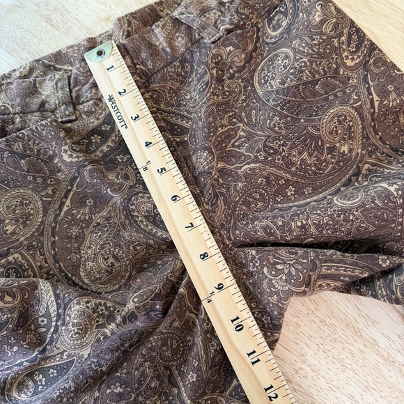 Vintage 90s Y2K Bootcut Paisley Pants Size 2P Boho Hippie Forest Brown Mid Rise - Picture 7 of 9